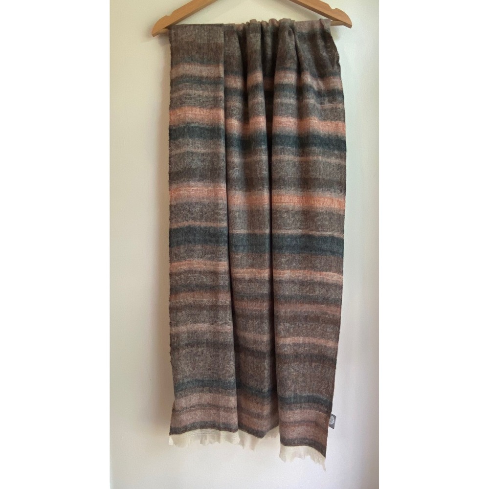Vince Camuto Scarf Womens OS Multi Color Striped Fringed Oversized Wrap Cozy